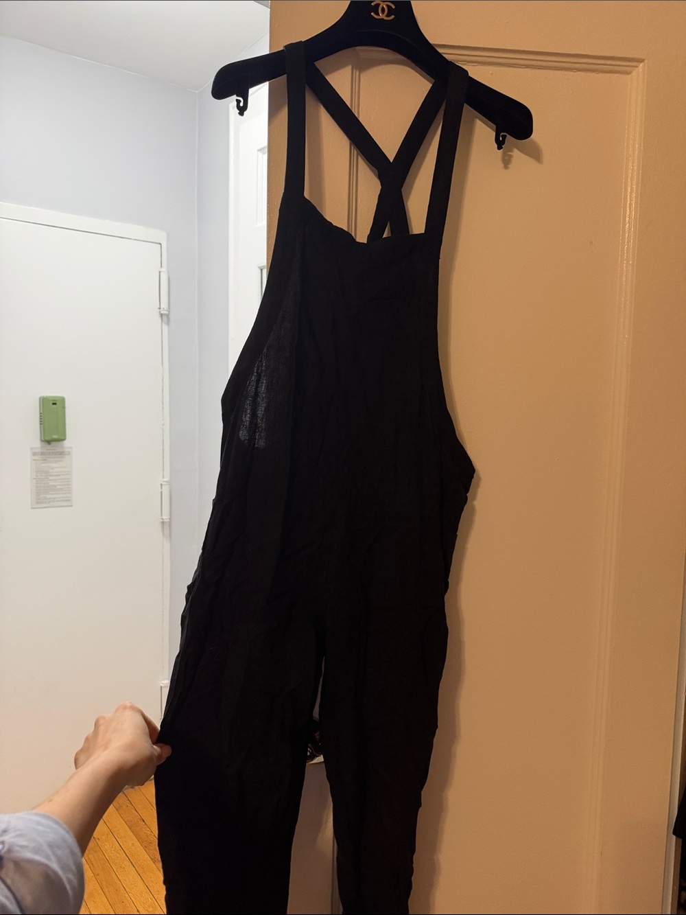 Chanel-Inspired Black Jumpsuit with Crossback Straps
